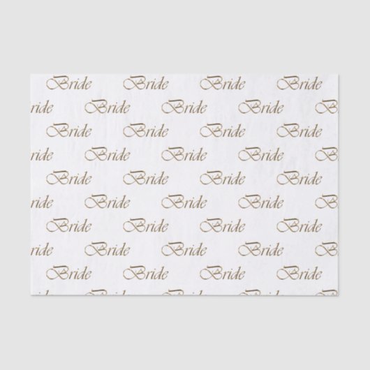 Papier Mousseline Mariée or motif calligraphié élégant chic (Recto)