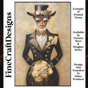 Papier Mousseline Mariée victorienne glamour & fleurs R8 découpage