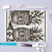 Papier Mousseline Mariés aloha tête de tiki ananas mariage (Artisanat)