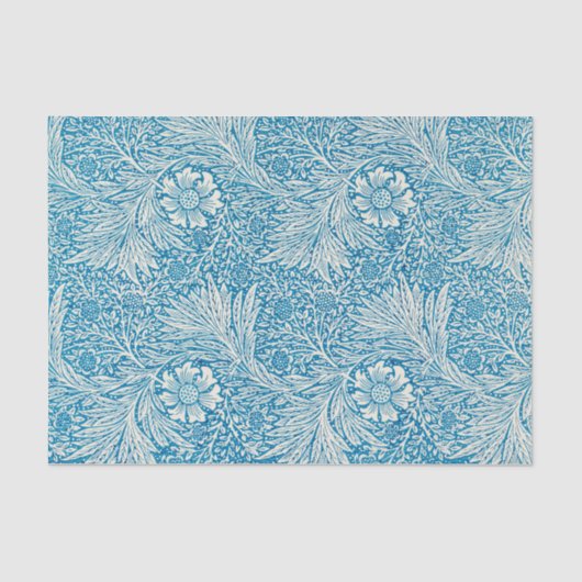 Papier Mousseline Marigold Blue White Motif de William Morris (Recto)