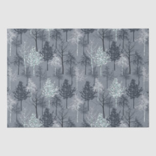 Papier Mousseline Marine Bleu Blanc et Faux Parties scintillant Arbr