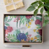 Papier Mousseline Marine bleu et rouge aquarelle boho chic Fleurs (Cadeau)