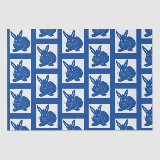 Papier Mousseline Marine Blue Bunnies (Recto)