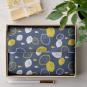 Papier Mousseline Marine Blue Lemon Art - Refresh Citrus Design (Cadeau)