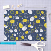Papier Mousseline Marine Blue Lemon Art - Refresh Citrus Design (Artisanat)
