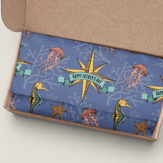 Papier Mousseline Marine Blue Nautique Star Custom Text Marine