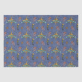 Papier Mousseline Marine Blue Nautique Star Custom Text Marine (Recto)