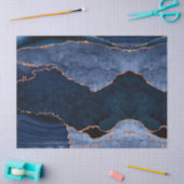 Papier Mousseline Marine Blue Rose Gold Agate Géode moderne Abstrait (Artisanat)