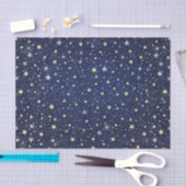 Papier Mousseline Marine Blue White & Gold Stars (Artisanat)