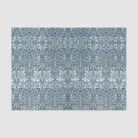 Papier Mousseline Marine Blue White Rabbit William Morris (Recto)
