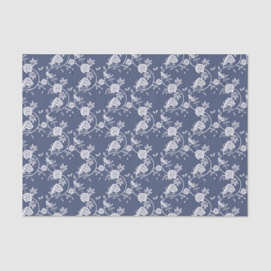 Papier Mousseline Marine Chinoiserie Rose Motif (Recto)