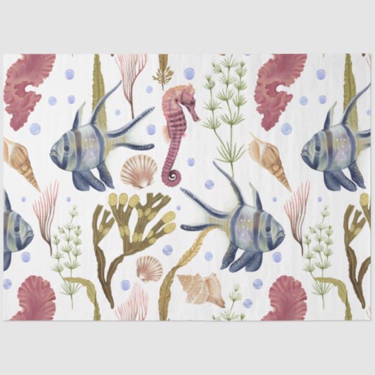 Papier Mousseline Marine Life Series Design 21 Tissue Paper (Recto)