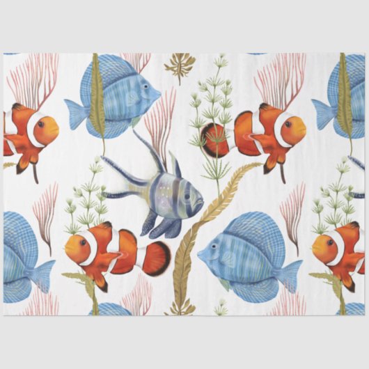 Papier Mousseline Marine Life Series Design 33 Tissue Paper (Recto)