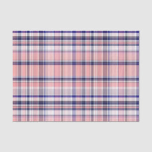 Papier Mousseline Marine Rose Bleu Blanc Preppy Madras Plaid