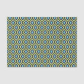 Papier Mousseline Marine Turquoise et Vert Ikat Marocain (Recto)