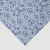 Papier Mousseline Marocain bleu gris Casbah Damask (Détail)