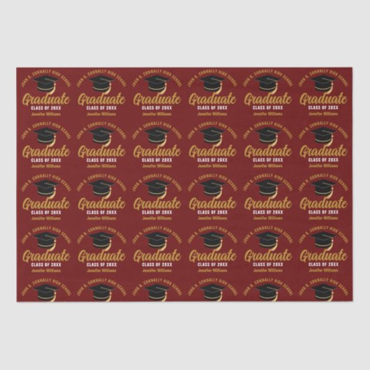 Papier Mousseline Maroon Gold Graduate Custom 2025 Graduation Party (Recto)