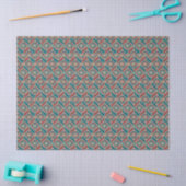 Papier Mousseline Maroon, Motif ethnique Turquoise, Fleurs, Chevrons (Artisanat)