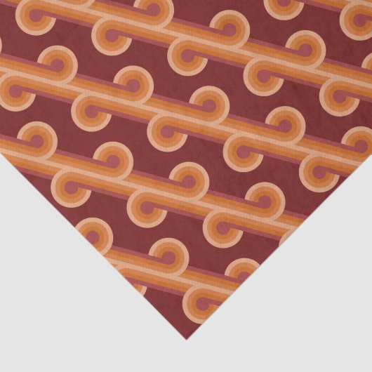 Papier Mousseline Maroon Rouge Orange Cercles Fusion Art Motif (Détail)