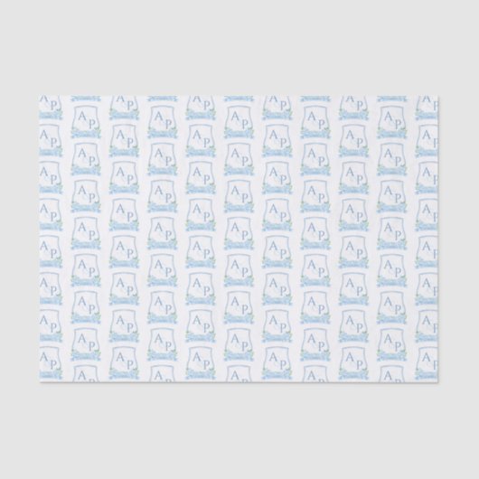 Papier Mousseline Marque Mariage Bleu Et Blanc (Recto)