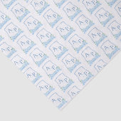 Papier Mousseline Marque Mariage Bleu Et Blanc (Détail)