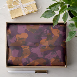 Papier Mousseline marron et camouflage orange abstrait