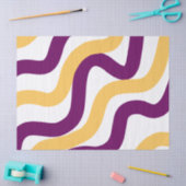 Papier Mousseline Marron jaune lignes courbes rouge ondulé design mo (Artisanat)