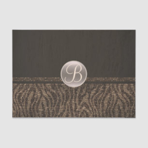Papier Mousseline Marron Or Zèbre Étincelle Glam Monogramme Initiale