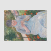 Papier Mousseline Mary Cassatt - Fille couture dans un jardin (Recto)