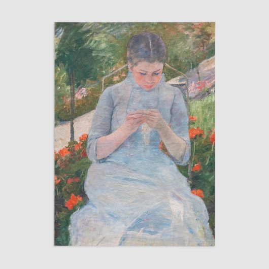 Papier Mousseline Mary Cassatt - Fille couture dans un jardin