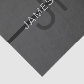 Papier Mousseline Masculine élégant gris foncé Nom et monogramme (Détail)