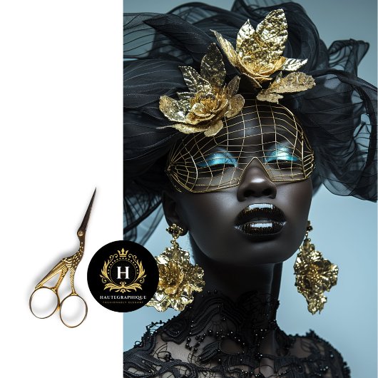 Papier Mousseline Masque de cage d'oiseaux doré noir