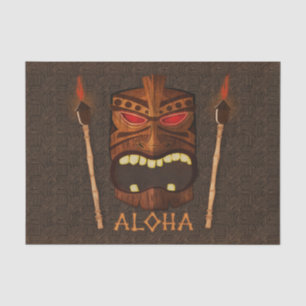 Papier Mousseline Masque Tiki Bois Vintage Tropical Party Aloha