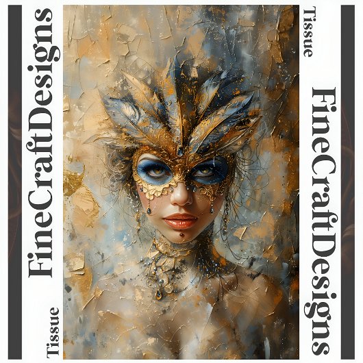 Papier Mousseline Masquerade femme peinture à l'huile Découpage gauc