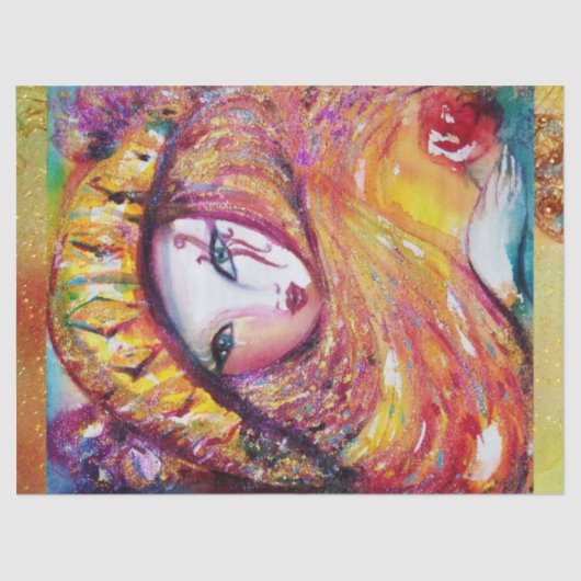 PAPIER MOUSSELINE MASQUÉRADE VÉNÉTIENNE - MASQUE EN JAUNE (Recto)