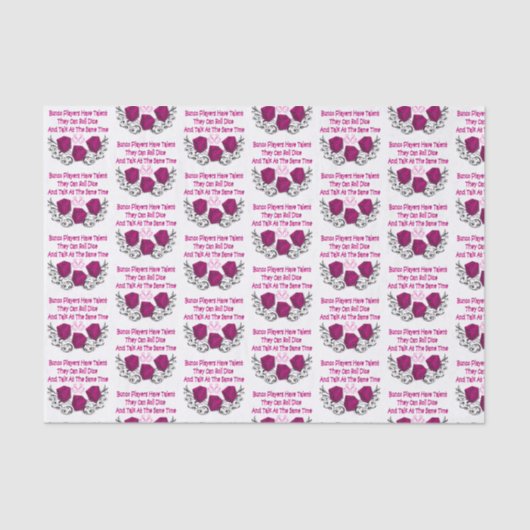 Papier Mousseline Matrices drôles de rose de joueurs de Bunco (Recto)