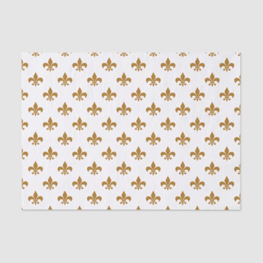 Papier Mousseline Matte Gold Fleur-de-lis sur Blanc (Recto)