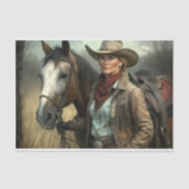 Papier Mousseline Mature Cowgirl With Horse in Field Decoupage (Recto)