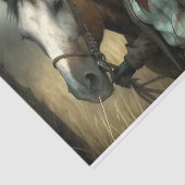 Papier Mousseline Mature Cowgirl With Horse in Field Decoupage (Détail)