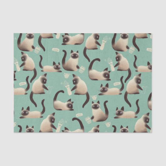 Papier Mousseline Mauvais chats siamois frapper des trucs (Recto)