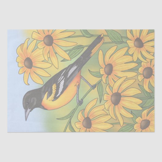 Papier Mousseline MD State Bird Oriole & Black eyed Susan Flower (Recto)