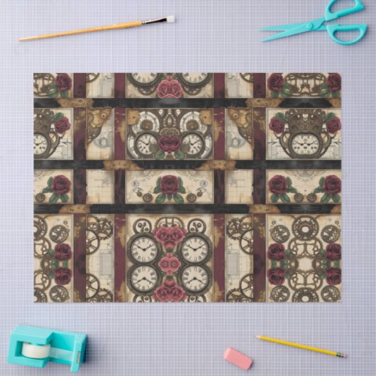 Papier Mousseline Mechanical Steampunk  (Artisanat)