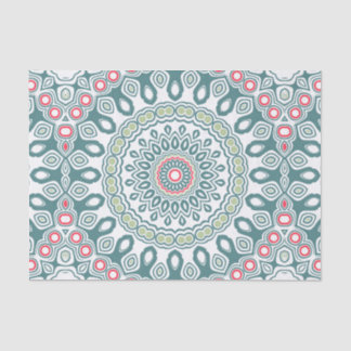 Papier Mousseline Médaillon de style mondial turquoise et vert