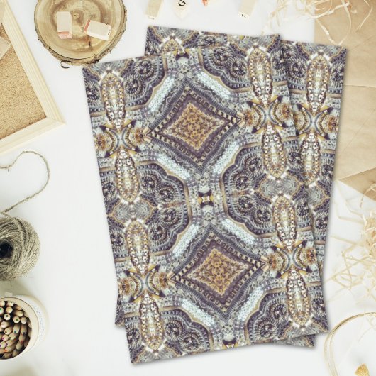 Papier Mousseline Médaillon d'or gris kaléidoscopique