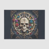 Papier Mousseline Médaillon d'os pirate avec crâne et fleurs (Recto)