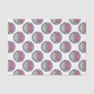 Papier Mousseline Médaillon Yin Yang Violet Turquoise