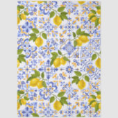 Papier Mousseline Mediterrenean Citrus Lemon pattern (Recto)