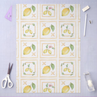 Papier Mousseline Mediterrenean Citrus Lemon pattern