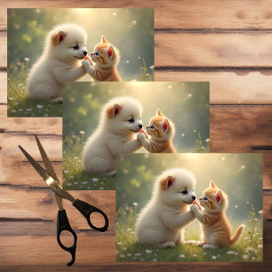 Papier Mousseline Meilleurs amis, donnez-moi cinq - mignon chiot et