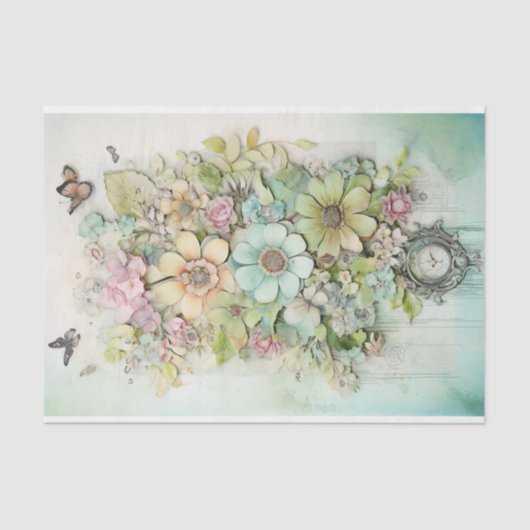 Papier Mousseline Mélange de médias avec papillons (Recto)